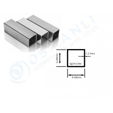 Alüminyum Kutu Profil 100mm X 100mm Et Kalınlık 2.7mm